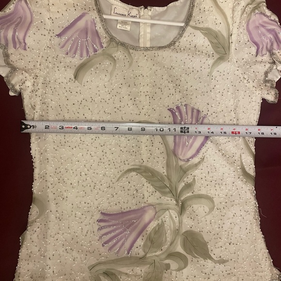 Laurence Kazar Ivory Beaded  Size 8. Full length. dress. New VINTAGE - Picture 15 of 16